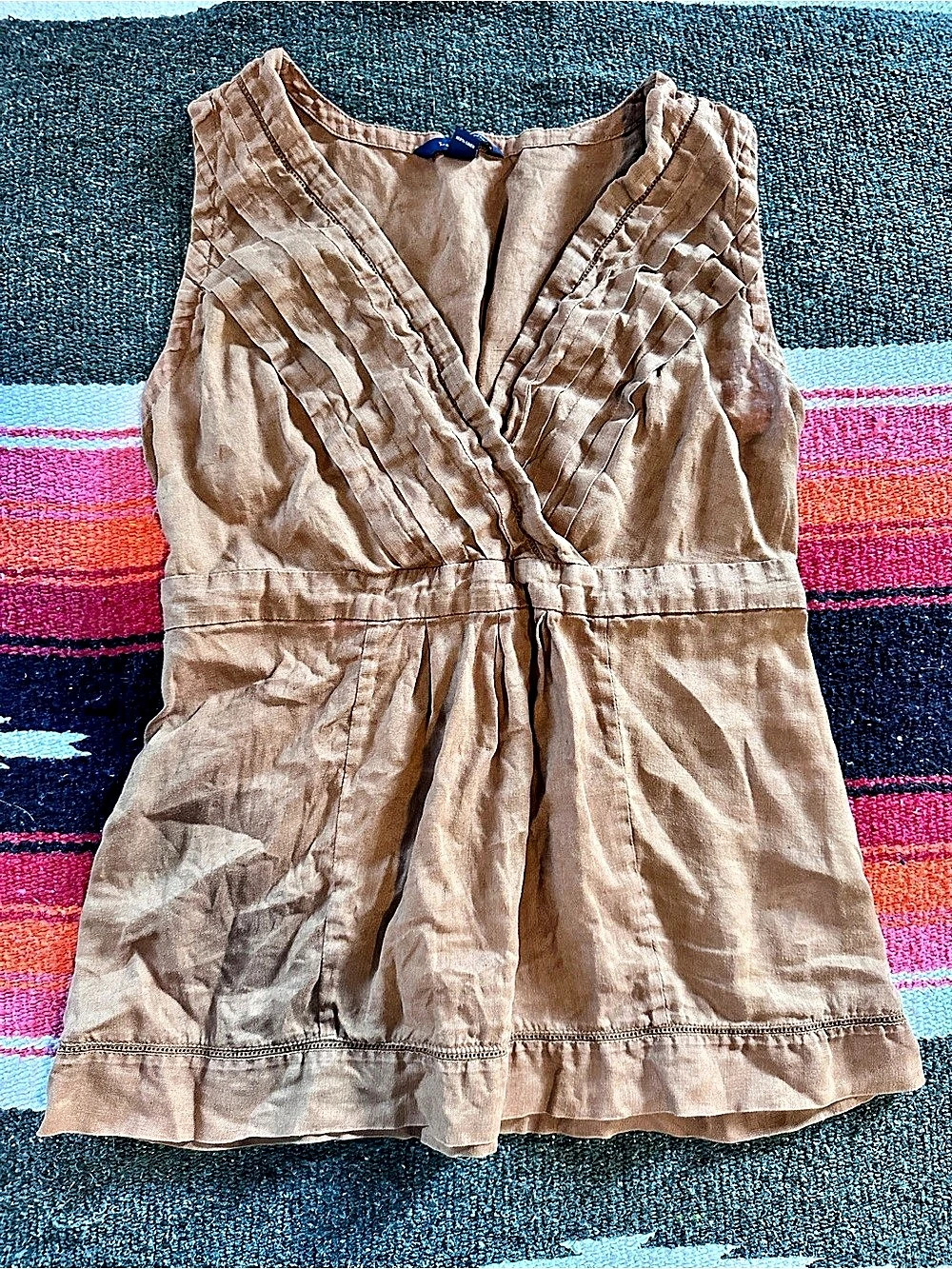 Lands' End Women’s Brown Linen Tank Top